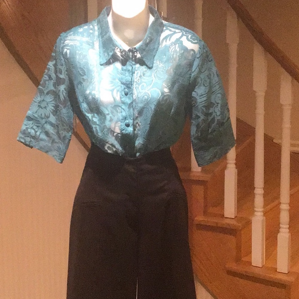 ⭐️⭐️2XHOST PICK⭐️⭐️Blouse collared short sleeve front button down - Picture 7 of 8